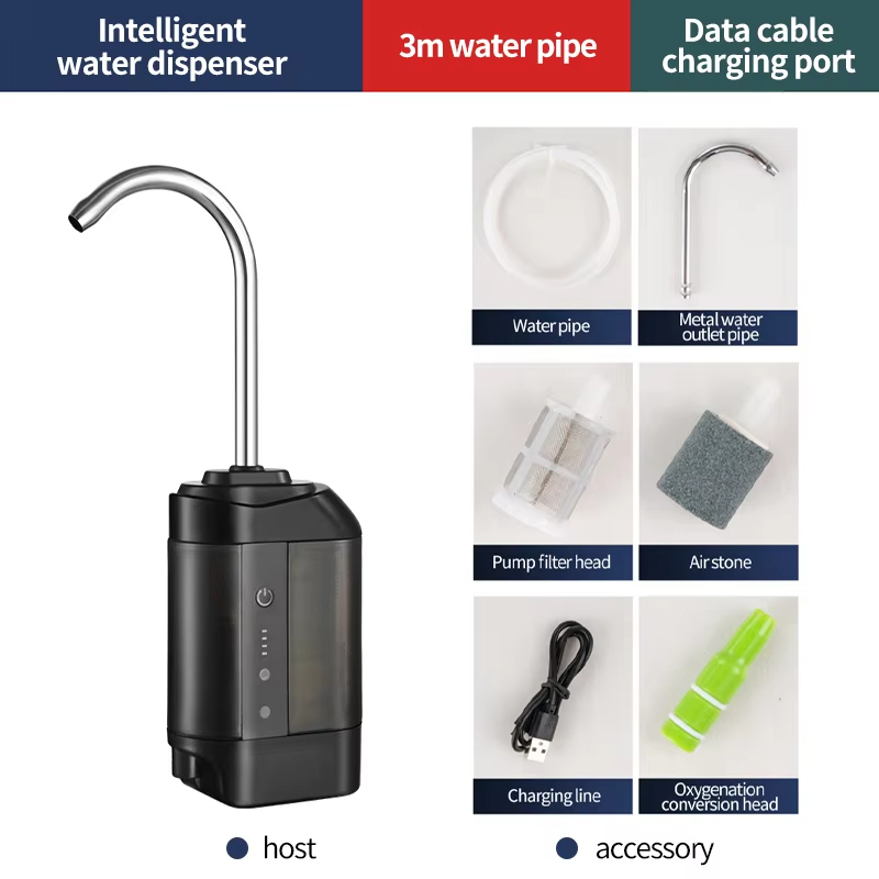 مضخة أكسجين محمولة للصيد في الهواء الطلق، تعمل بمنفذ USB، مزودة بمستشعر ذكي، ومضخة هواء وأكسجين للماء مع ضوء LED، وأدوات صيد.