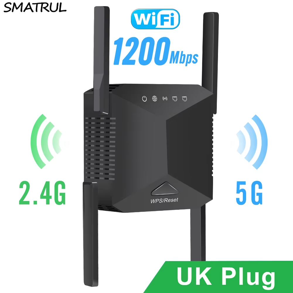 مكرر إشارة واي فاي لاسلكي SMATRUL بتردد 5 جيجاهرتز، راوتر بسرعة 1200 ميجابت في الثانية، معزز إشارة واي فاي، موسع نطاق شبكة منزلية بتردد 2.4 جيجاهرتز، مضخم إشارة 5 جيجاهرتز