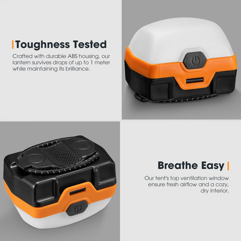 فانوس تخييم LED محمول مقاوم للماء IP66 - ضوء خارجي قابل لإعادة الشحن، مثالي كصباح خيمة للتخييم للاستخدام الليلي