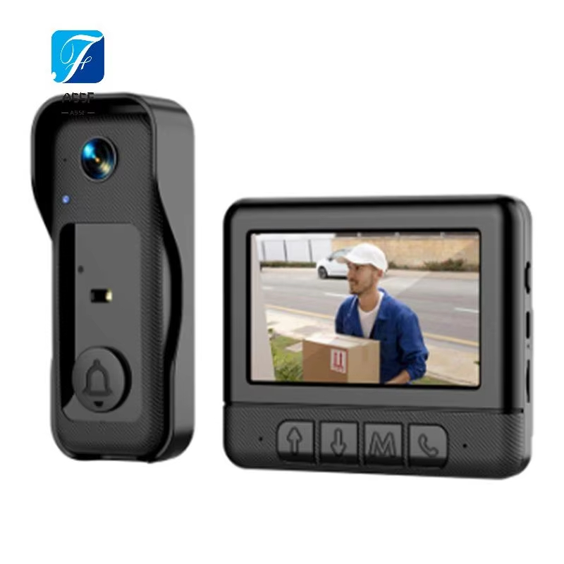 A55F-X6 جرس باب ذكي يتضمن شاشة عرض فيديو للاستخدام المنزلي مع شاشة عرض 4.3 بوصة، اتصال داخلي لاسلكي عبر الفيديو، رؤية ليلية عالية الدقة بالأشعة تحت الحمراء