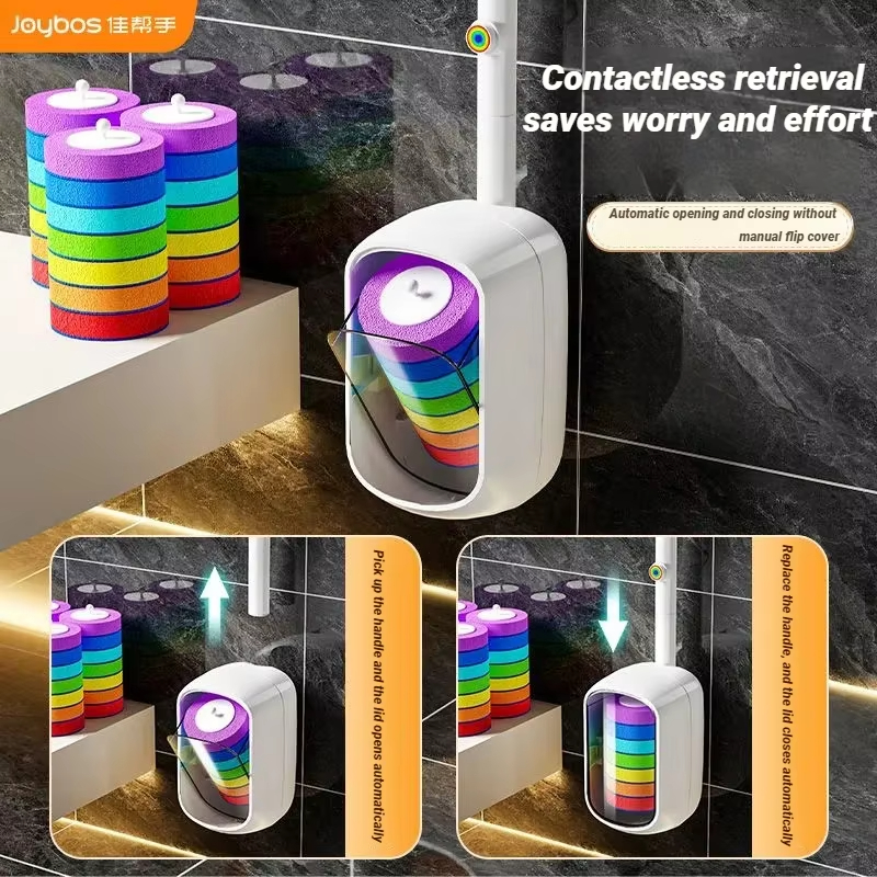 حر اليدين المتاح فرشاة المرحاض مجموعة حامل بلمسة واحدة الحائط مع عبوات عصا الحمام المرحاض نظافة فرش