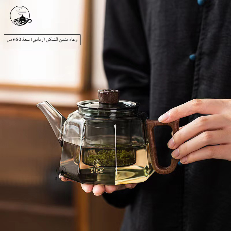 إبريق شاي زجاجي أسود شفاف ، بوروسيليكات عالي ، مقاوم للحرارة ، فرن بورسلين كهربائي ، إبريق شاي زجاجي للتدفئة