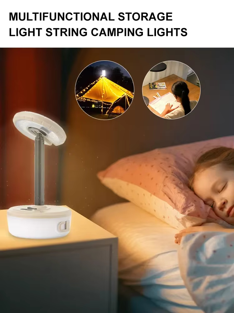 شريط إضاءة LED رباعي الرؤوس للتخييم، بطول 10 أمتار، مقاوم للماء، قابل لإعادة التدوير، شريط إضاءة، لتزيين الحديقة الخارجية