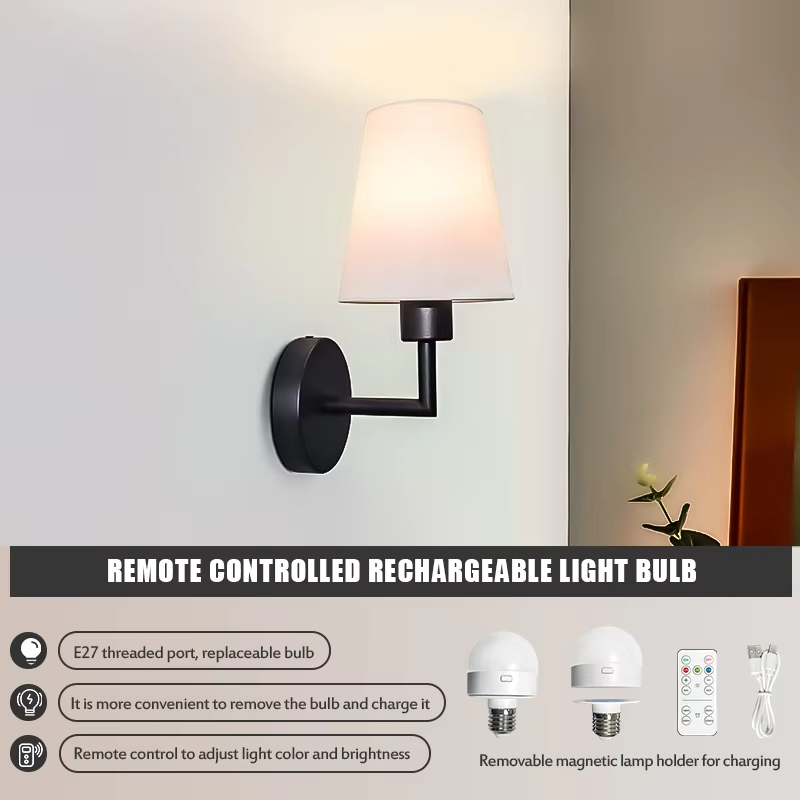 شريط حائط يعمل بالبطارية القابلة لإعادة الشحن بدون أسلاك 4000 مللي أمبير في الساعة لمبة قابلة للفصل وجهاز تحكم عن بعد، 15 لونًا مصباح جداري لاسلكي لتزيين غرفة النوم وغرفة المعيشة