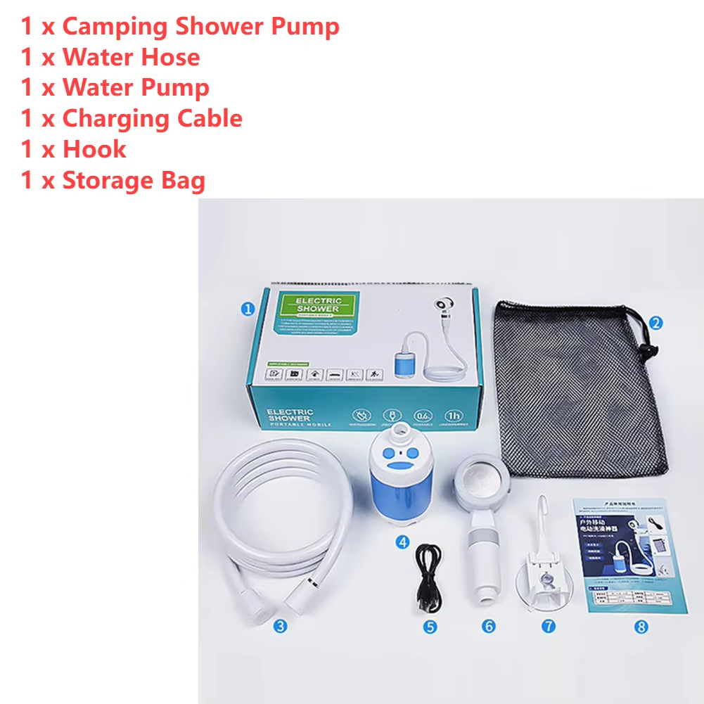 مضخة دش للتخييم في الهواء الطلق مع شاشة رقمية 5000 مللي أمبير في الساعة مضخة دش كهربائية قابلة لإعادة الشحن للتخييم على الشاطئ
