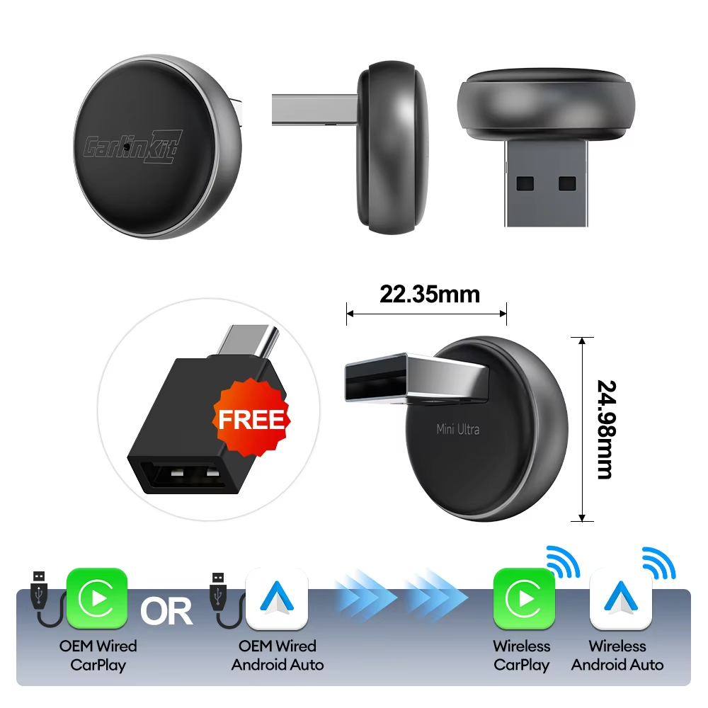  في 1 CarlinKit 5.0 Ultra Wireless CarPlay Android Auto Adapter 2026 جديد 5G Wifi صندوق لاسلكي للسيارة مع CarPlay IOS26 السلكية