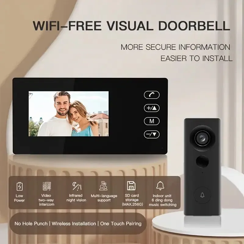 جرس باب فيديو ذكي مرئي للمحادثة المباشرة في الوقت الفعلي دون الحاجة إلى Wi-Fi