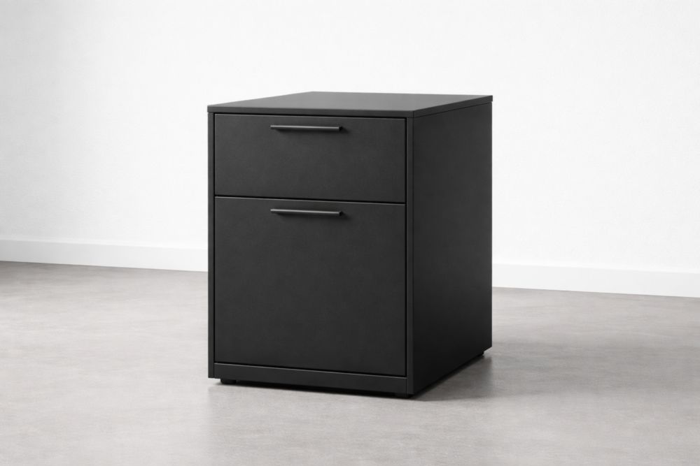 Black Metal Two-Drawer Filing Cabinet