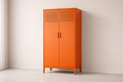 Metal Wardrobe Cabinet with Ventilation Holes in Orange