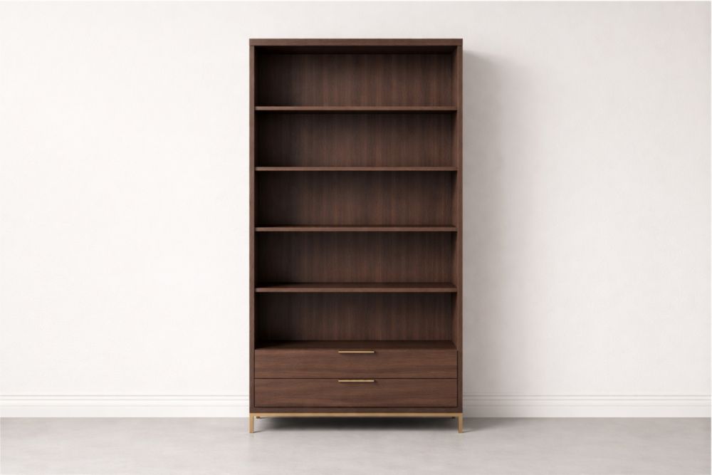 Wooden Bookshelf with Drawers and Shelves Brown 180cm x 80cm x 40cm
