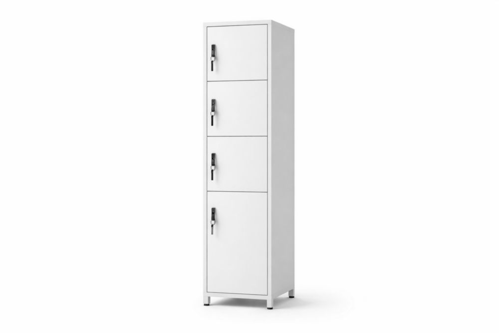 Metal Storage Locker Cabinet with 4 Doors White