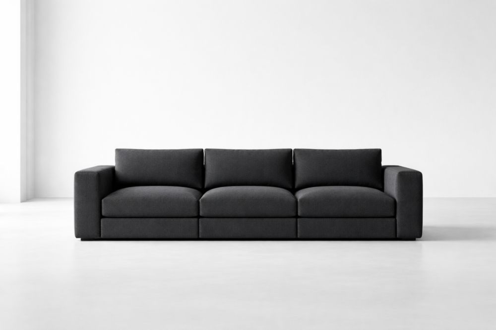 Charcoal Fabric Three-Seater Sofa