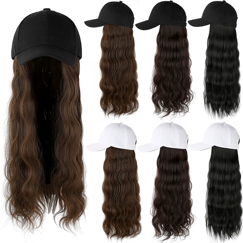Hat, wig and one-piece curly hair for women with big waves