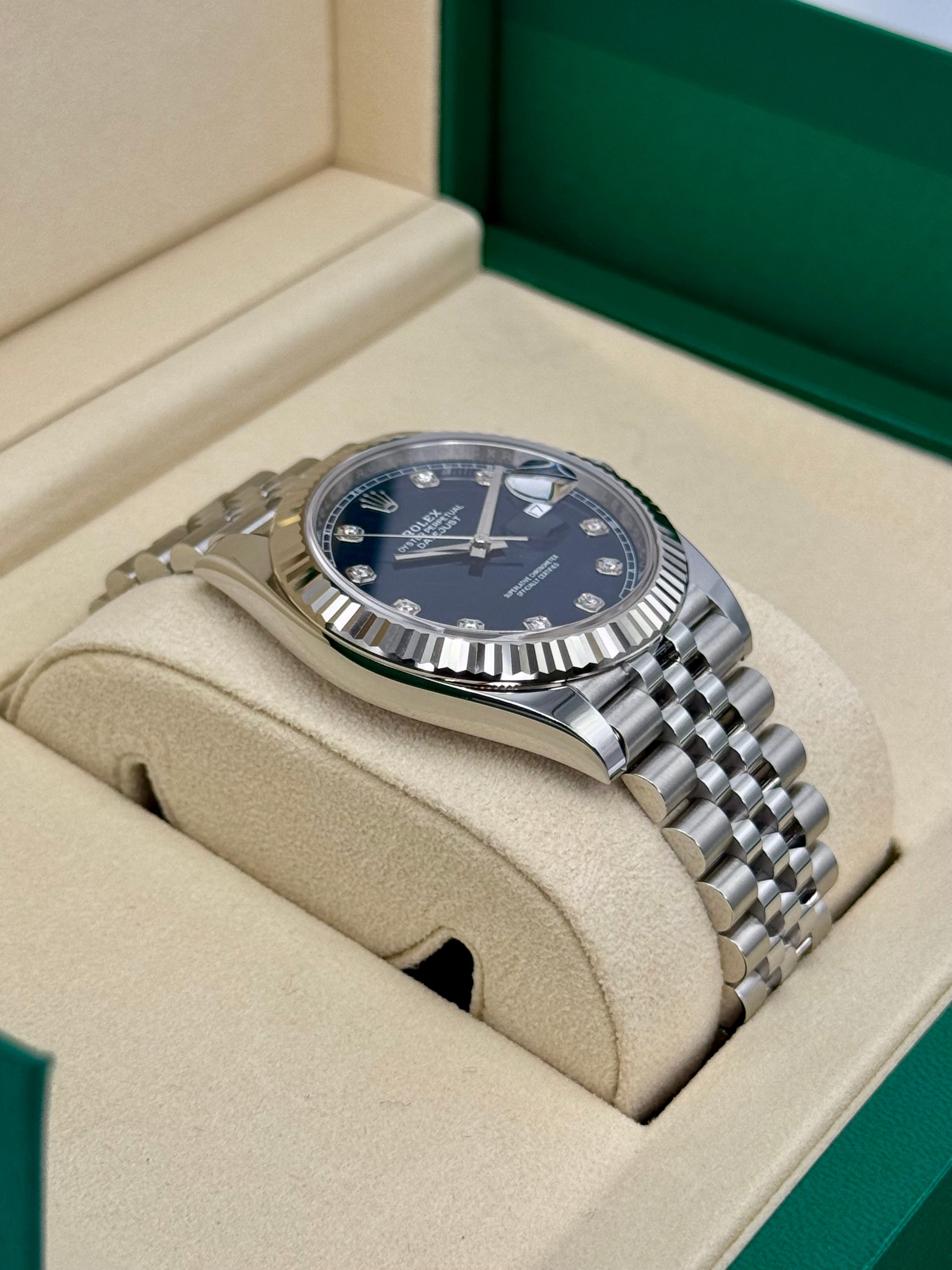NEW 2025ロレックスデイトジャスト41ミリメートル126334ステンレススチールジュビリーブルーダイヤモンドダイヤル