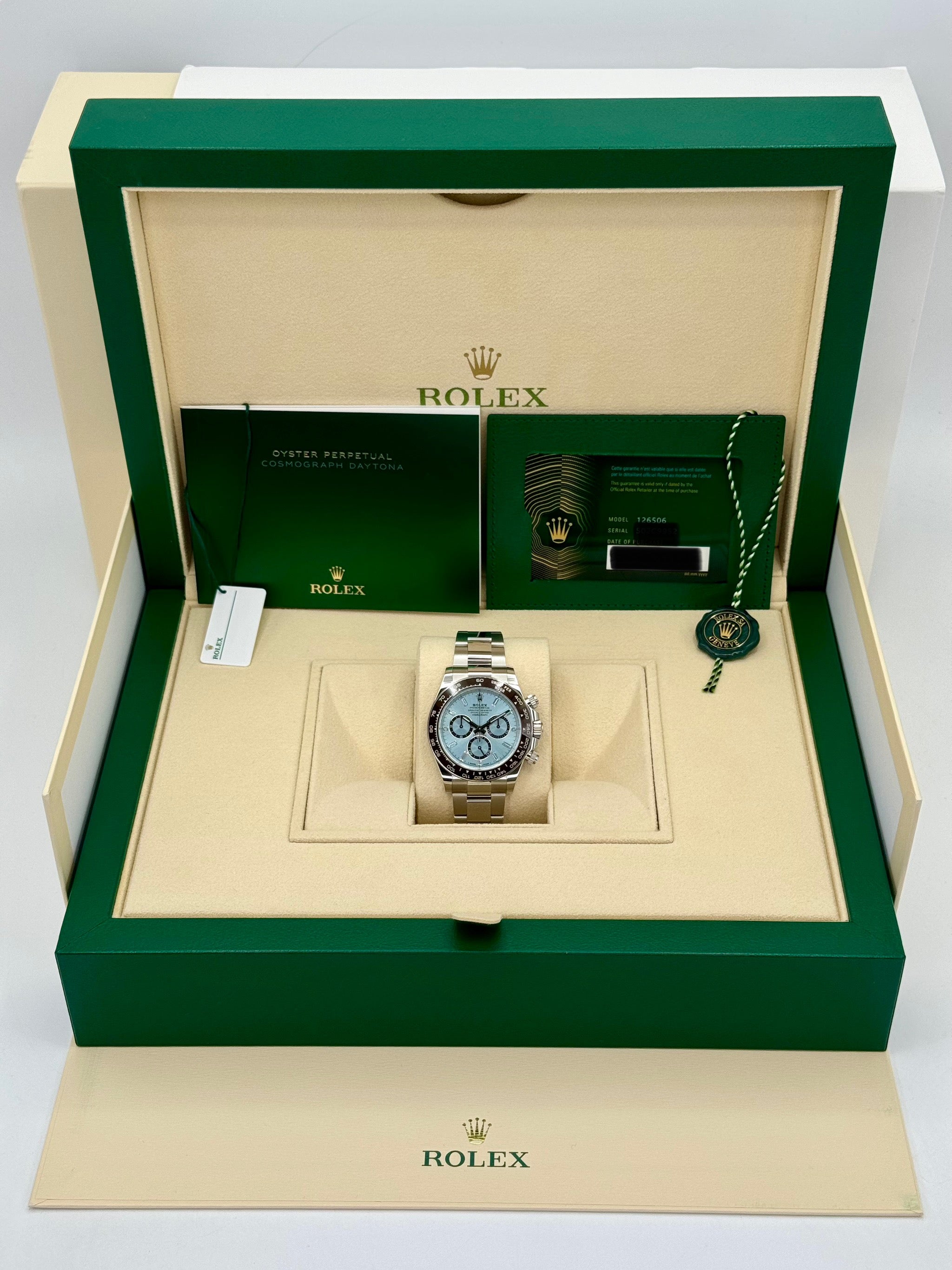 NEWロレックスデイトナ40mm126506プラチナアイスブルーダイヤモンドバゲットダイヤル