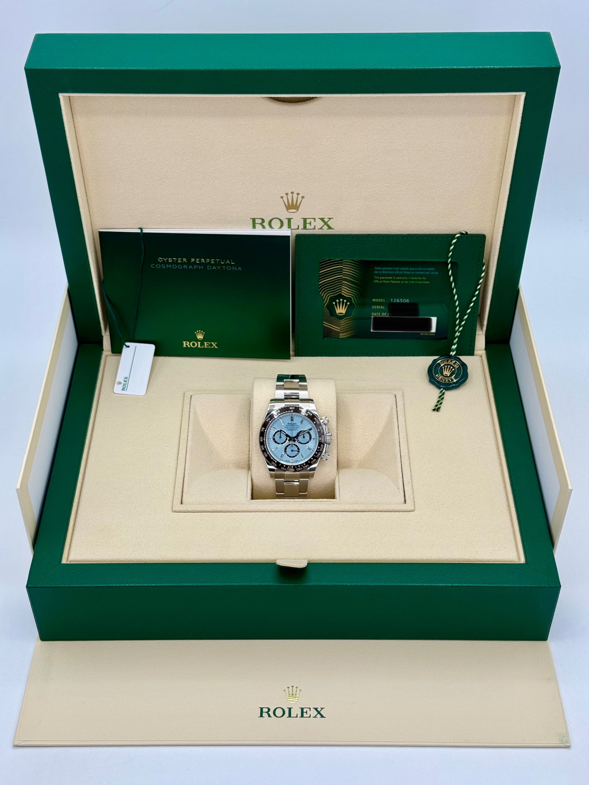 NEWロレックスデイトナ40mm126506プラチナアイスブルーダイヤモンドバゲットダイヤル