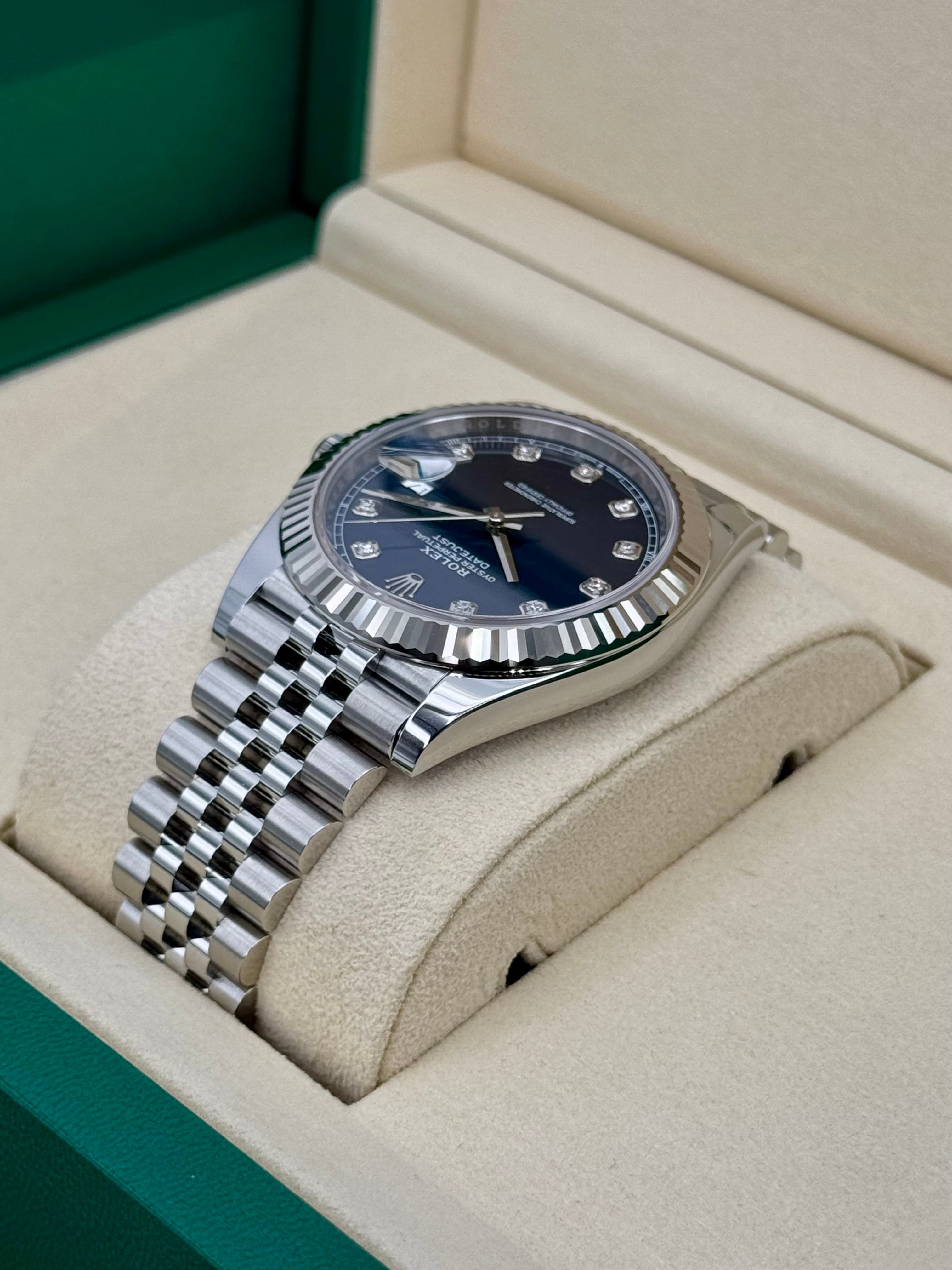 NEW 2025ロレックスデイトジャスト41ミリメートル126334ステンレススチールジュビリーブルーダイヤモンドダイヤル