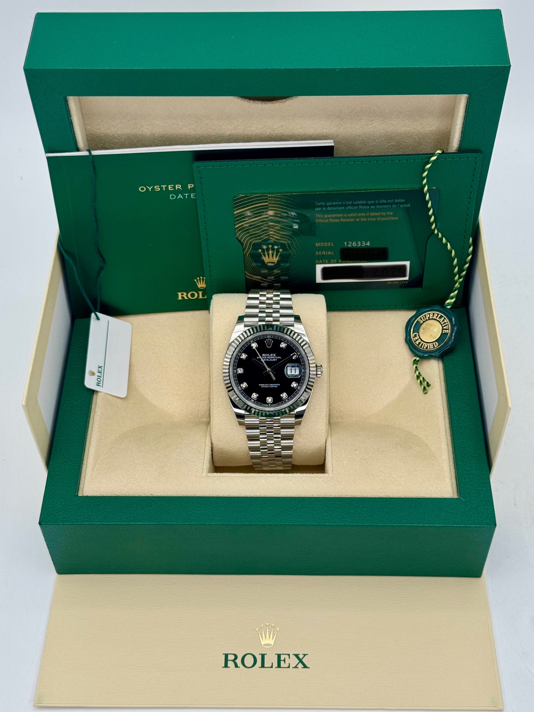 NEW 2025 ロレックス デイトジャスト 41mm 126334 ジュビリーブラックダイヤダイヤル