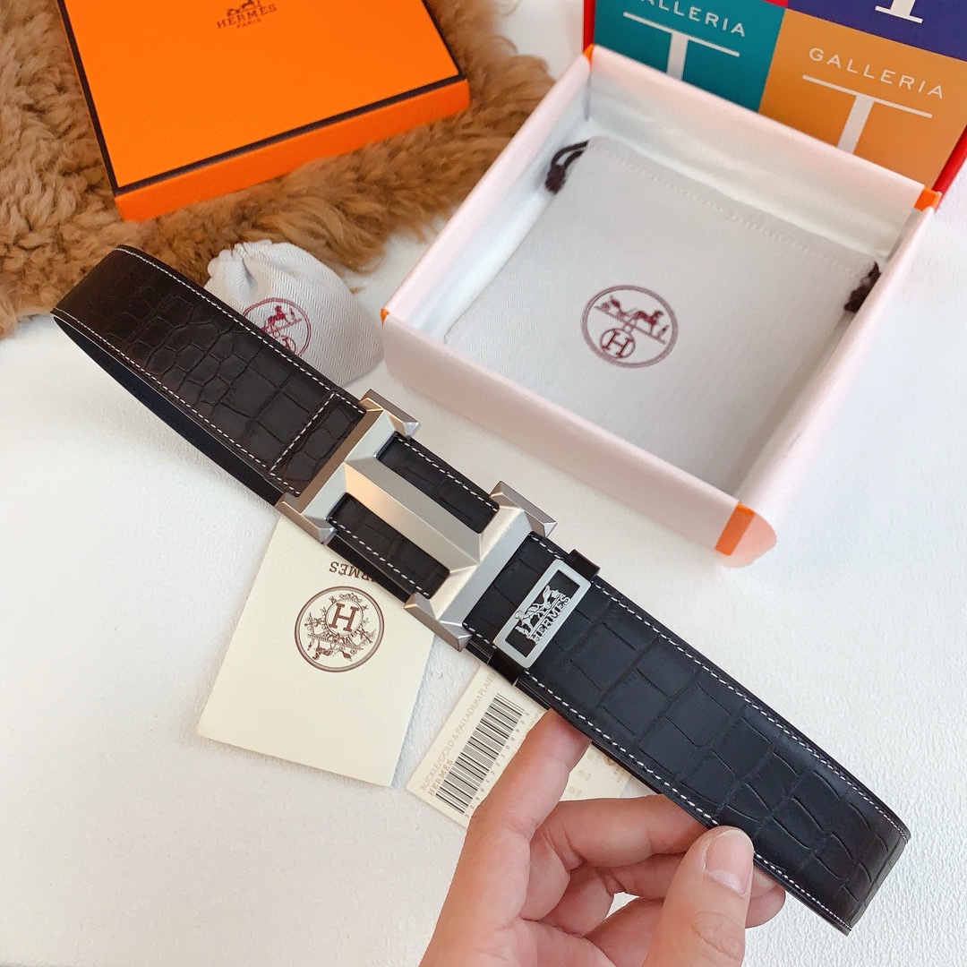 HERMES  本物の同期式高品質純鋼バックル、スモールクロコダイル腹パターンバージョン