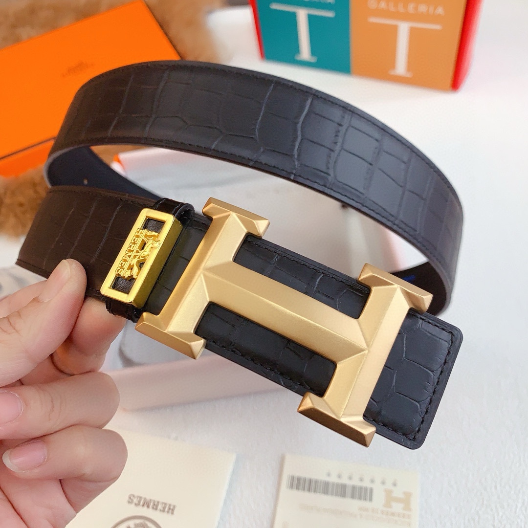 HERMES  本物の同期式高品質純鋼バックル、スモールクロコダイル腹パターンバージョン