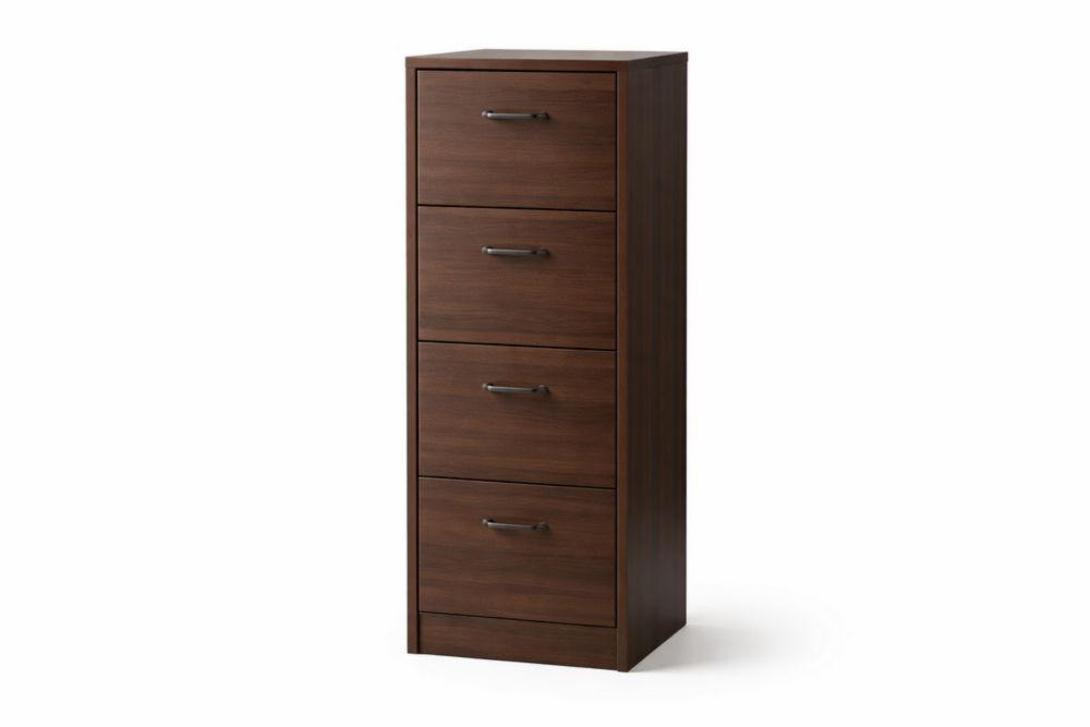 4-Drawer Vertical Wood File Cabinet Dark Brown 132cm High-Homelivino