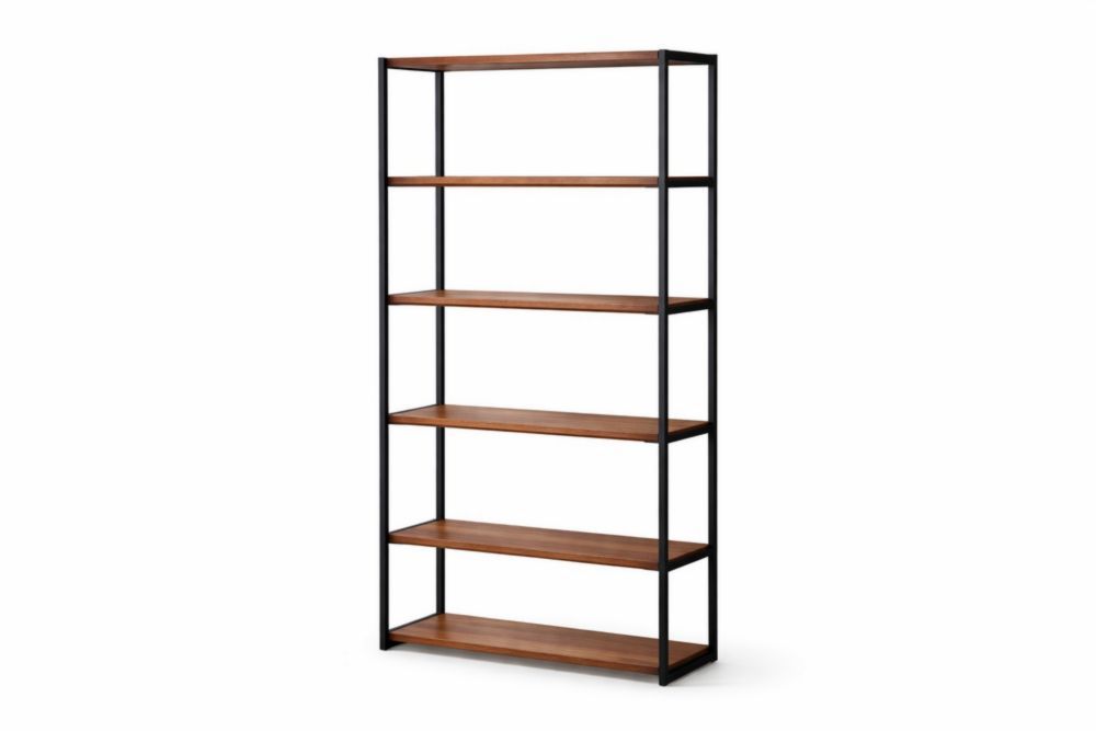 Bookshelf with Wood Shelves and Metal Frame 180cm Tall-Homelivino