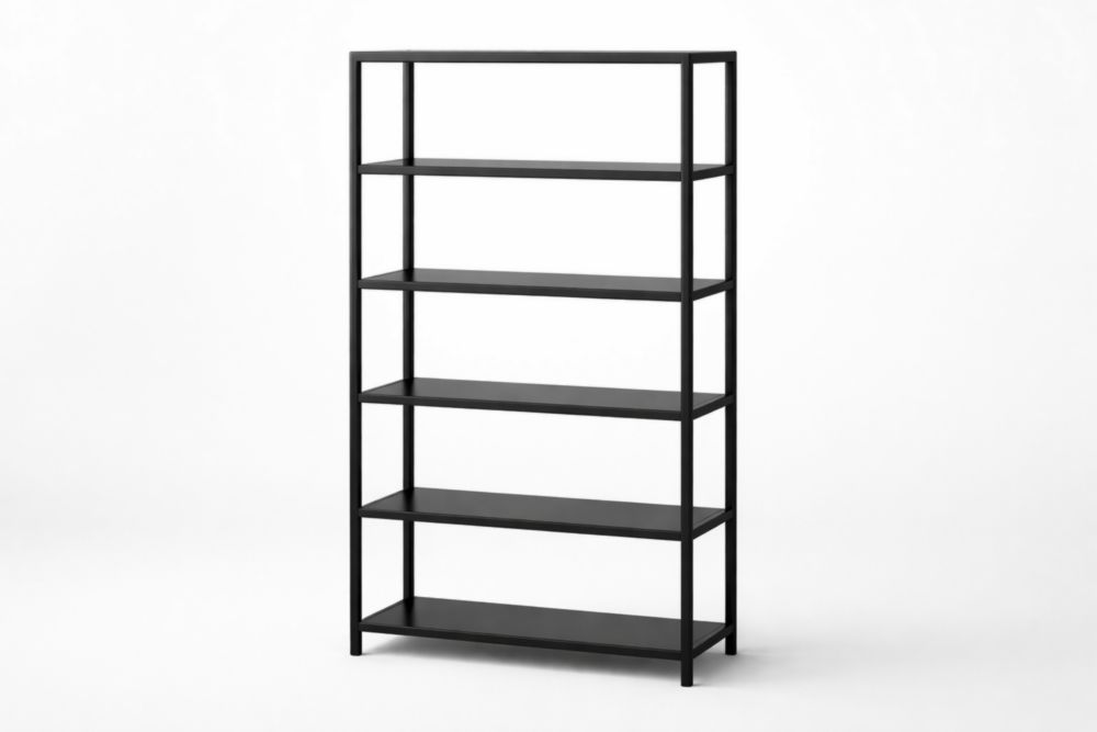 5-Tier Black Metal Bookshelf-Homelivino