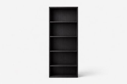 Tall Black Wooden Bookshelf 5-Tier 180cm Height Engineered Wood-Homelivino