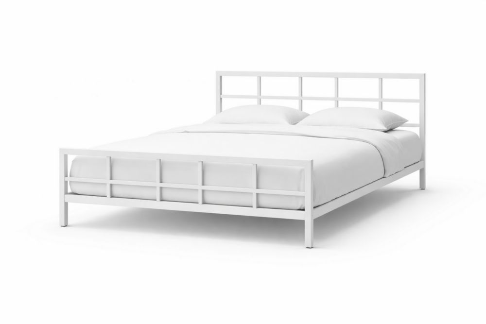 Metal Bed Frame White Double Bed-Homelivino