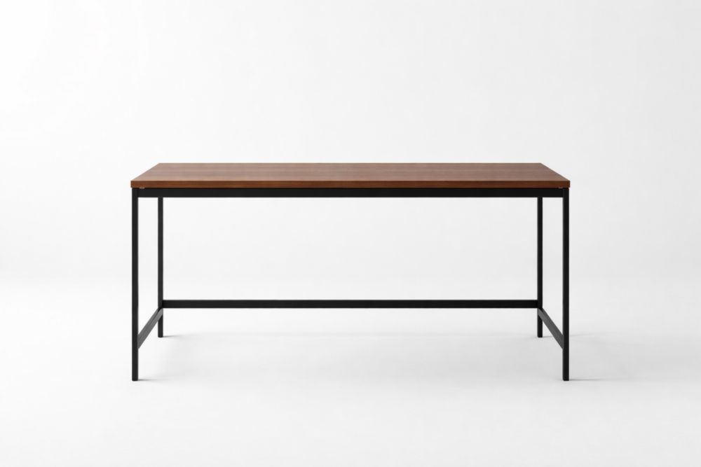Walnut Veneer Table with Metal Legs 120x60x75 cm-Homelivino