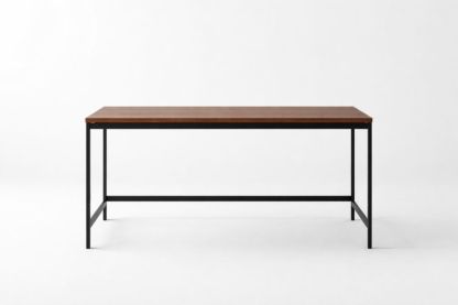 Walnut Veneer Table with Metal Legs 120x60x75 cm-Homelivino