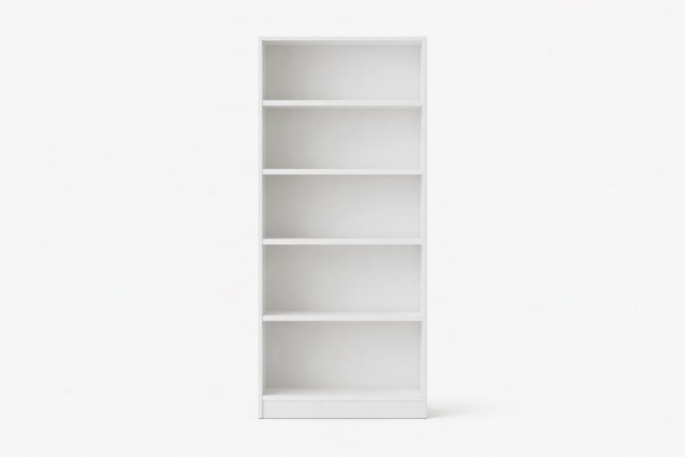 White 5-Shelf Bookcase Particleboard 180cm-Homelivino