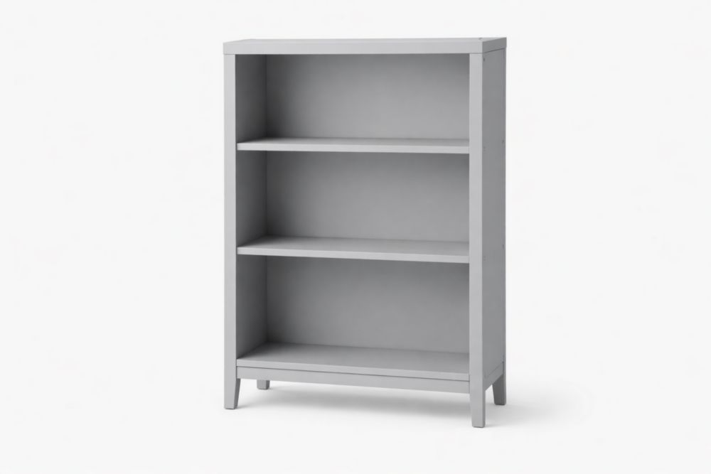 Gray Engineered Wood Bookshelf 3-Shelf Unit 80x60x25 cm-Homelivino