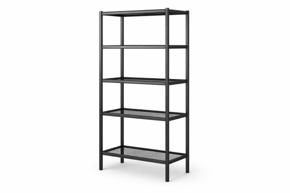 Black Metal Storage Shelving Unit with 5 Shelves-Homelivino