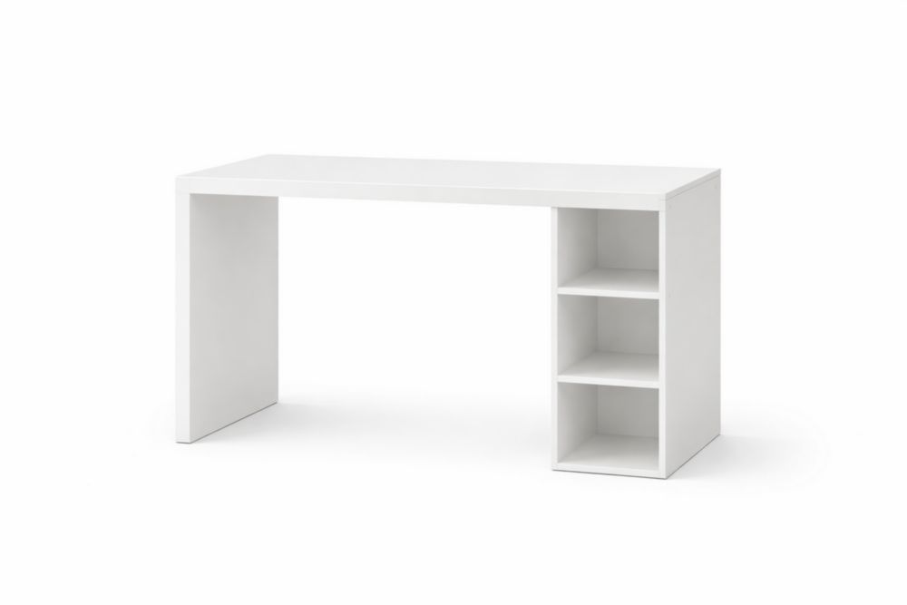 White MDF Desk with Shelves 120cm-Homelivino