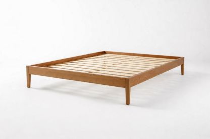 Solid Oak Wood Platform Bed Frame Natural Finish 200cm x 150cm-Jardinonara
