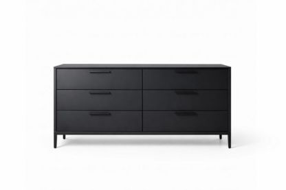 Black Six-Drawer MDF with Metal Legs 150cm-Jardinonara