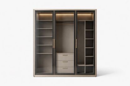 Sliding Door Wardrobe with Tempered Glass Panels-Jardinonara