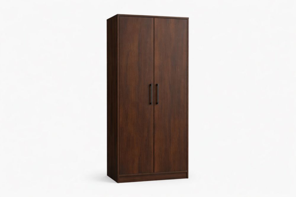 Wooden Wardrobe with Two Doors in Brown, 180cm Height-Jardinonara