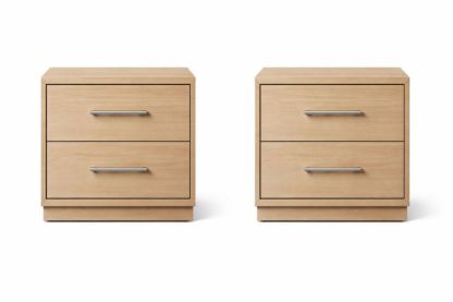 Wooden Nightstand Set with Two Drawers Light Wood Finish-Jardinonara