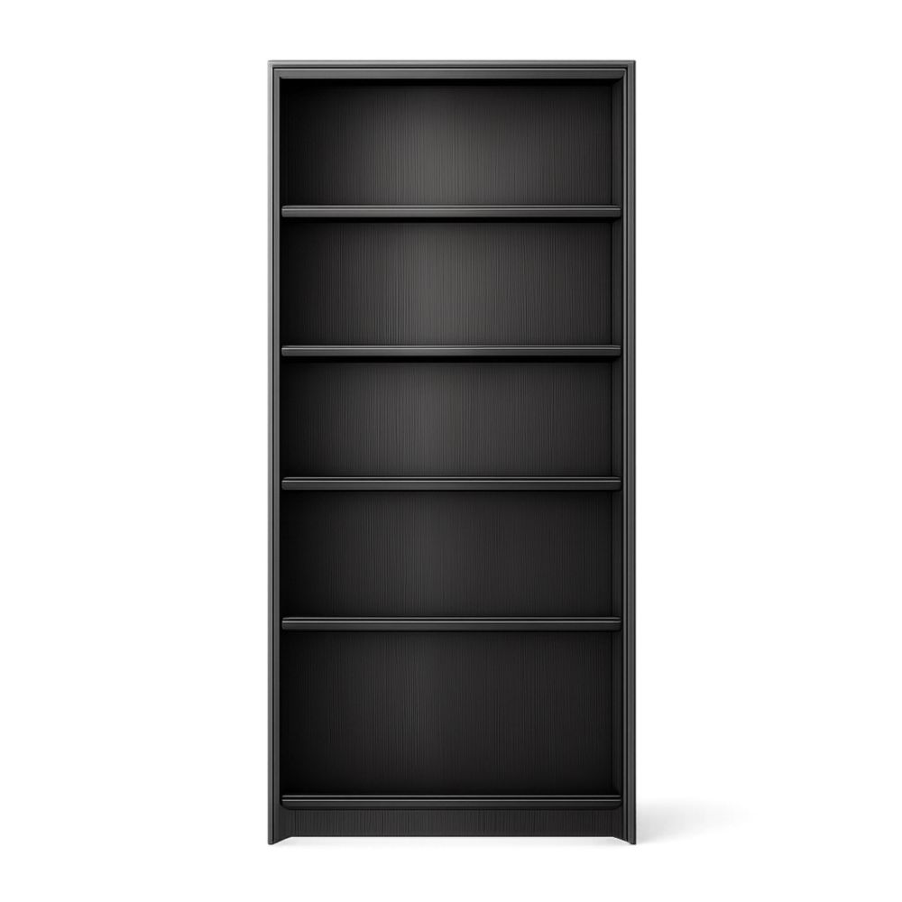 Black Five-Tier Wood Bookshelf 180x90x30 cm