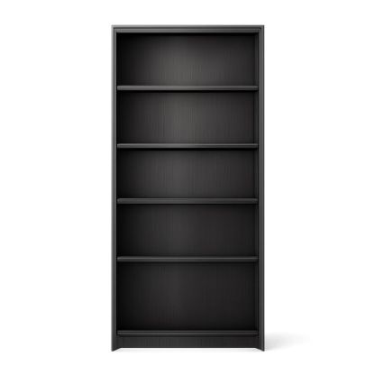 Black Five-Tier Wood Bookshelf 180x90x30 cm