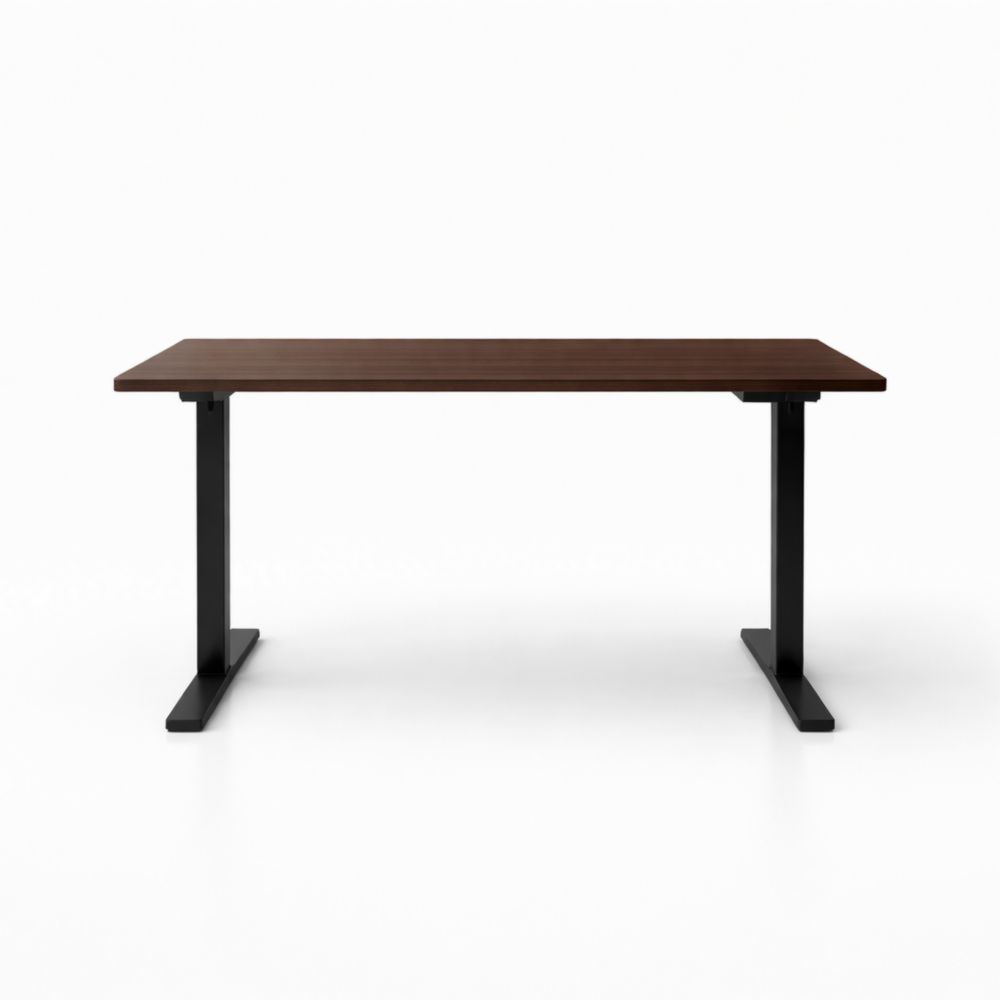 Wood Desk Rectangular Brown with Metal Frame 160cm x 80cm