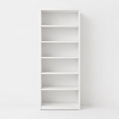 White Rectangular 6-Tier Engineered Wood Bookshelf 180cm x 60cm x 30cm