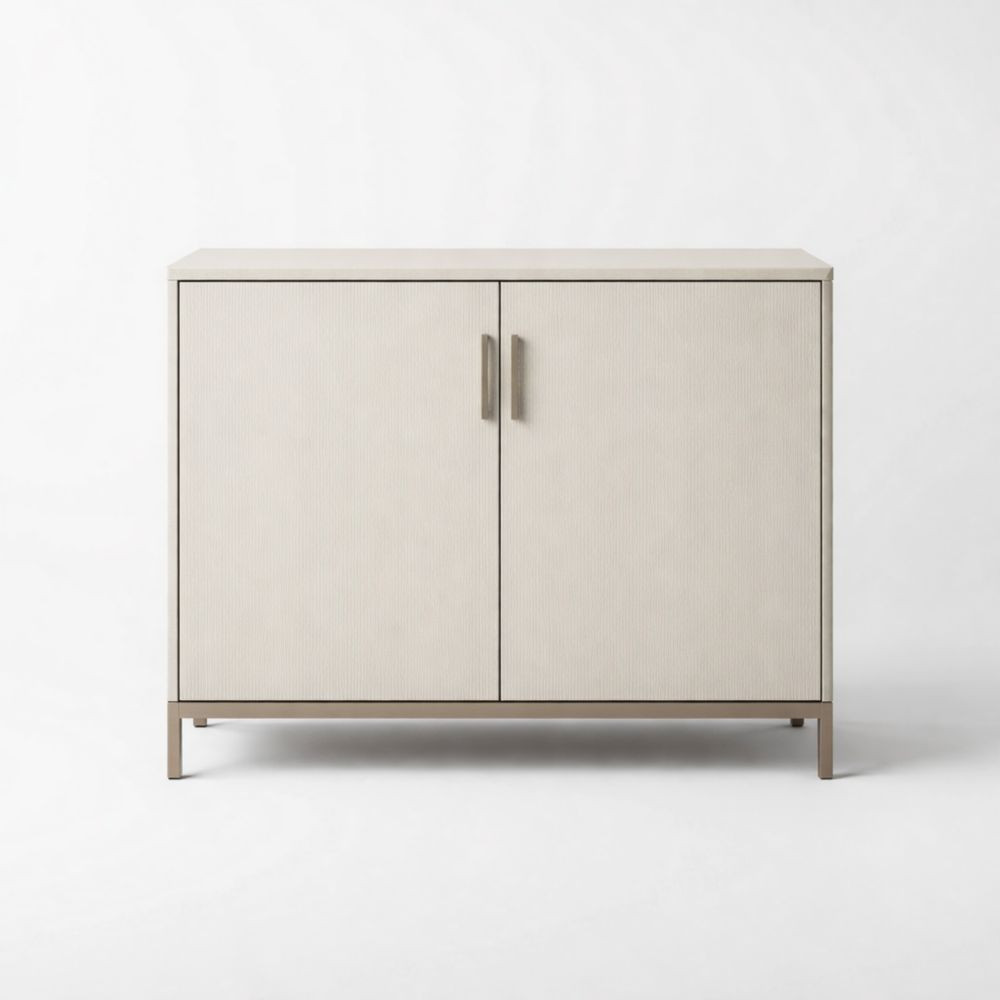 Two-Door Engineered Wood Sideboard with Metal Base 80x40x90cm Beige