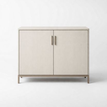 Two-Door Engineered Wood Sideboard with Metal Base 80x40x90cm Beige