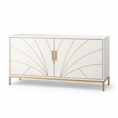 White MDF Sideboard with Gold Accents and Metal Base 140cm