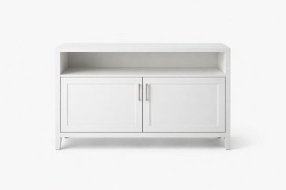 MDF Storage Cabinet White with Open Shelf and Two Doors