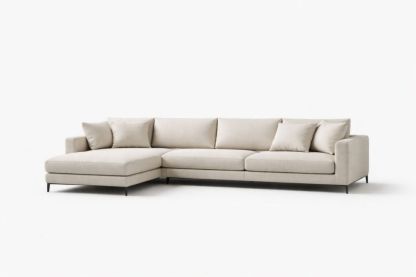 L-Shaped Sectional Sofa Polyester Fabric 300cm Beige
