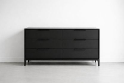 Black 6-Drawer Solid Wood Dresser